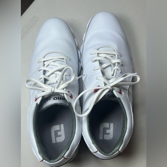 Men’s Worn Once? Footjoy FJ Pro S/L Size 8 Spikeless Golf Shoes White Blue main image 11